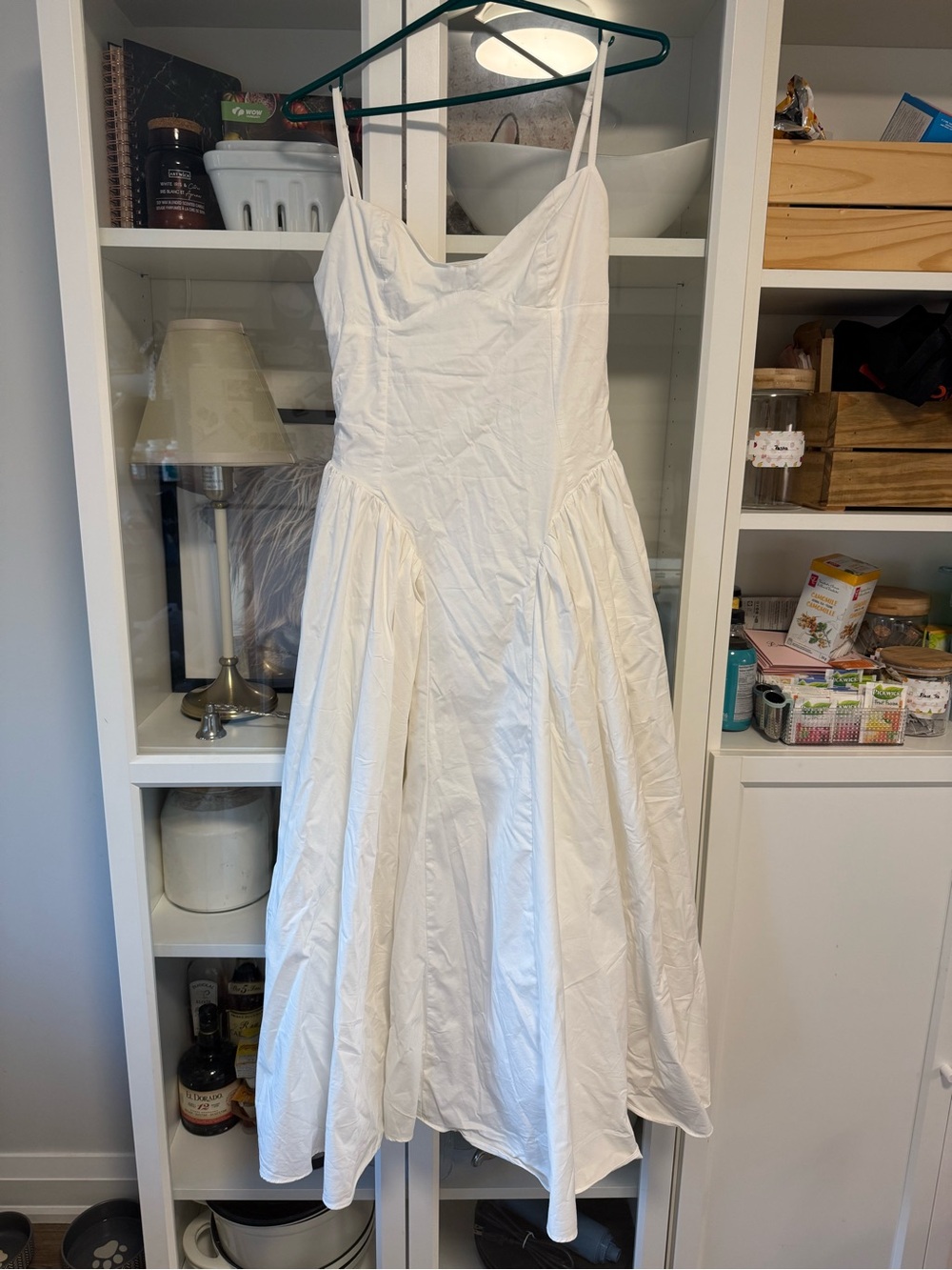 Classic White Spaghetti-Strap Bridal A-Line Dress